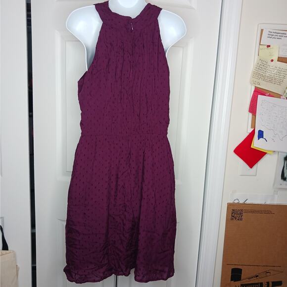 LOFT Burgundy Crossover Halter Dress NWT Sz 8 - Picture 6 of 10